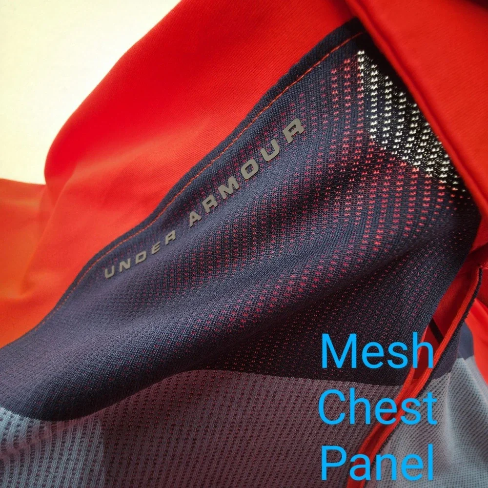 Under‎ Armour Polo Shirt Mens XL Unique Mesh Chest Neon Golf Short Sleeve